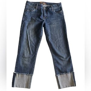 Kut From The Kloth Women's Crop Capri Denim Jeans Blue Medium Wash